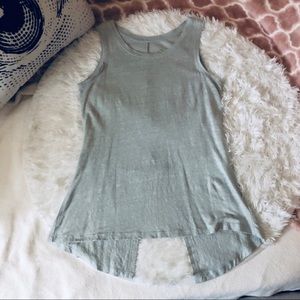 DAKINI 100% Linen Gray Twisted Detail Tank Top